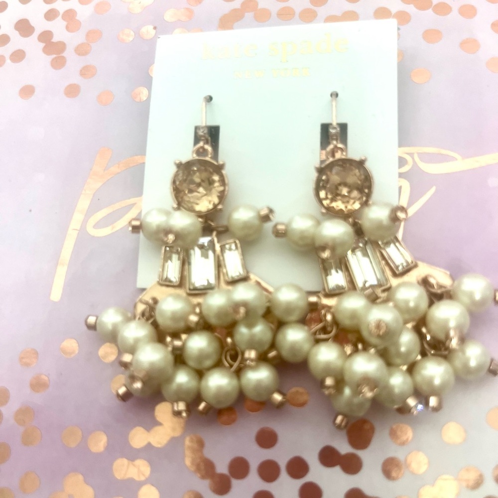 Beautiful Mew Kate Spade of New Your Rose Gold/Pearl/Rhinestone Earrings